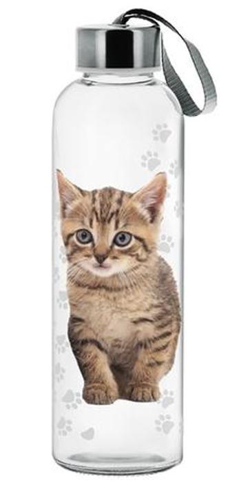 CERVE Skleněná láhev s víčkem 500ml kočka