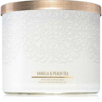 Bath & Body Works Vanilla & Peach Tea vonná svíčka 411 g