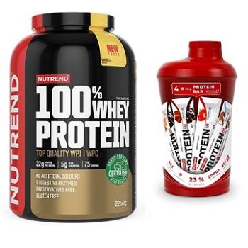 Nutrend 100% Whey Protein 2250 g, vanilka + MULTIPACK Protein bar + šejkr, 4 x 55 g + 600 ml