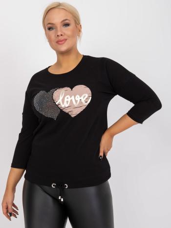 ČERNÁ HALENKA S POTISKEM A VÁZÁNÍM V PASE RV-BZ-0232.98-BLACK Velikost: ONE SIZE