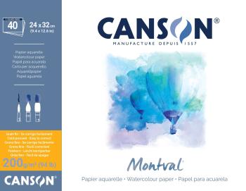 Canson Pad Montval Cold Pressed 32 x 24 cm 200 g Natural White Skicář