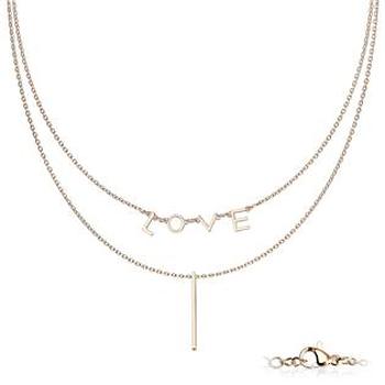 Šperky4U Dvojitý ocelový náhrdelník "LOVE" zlacený - OPD0218-RD