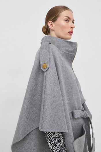 Vlněný kabát Luisa Spagnoli šedá barva, přechodný