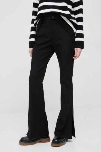 Kalhoty Tommy Hilfiger dámské, černá barva, zvony, high waist