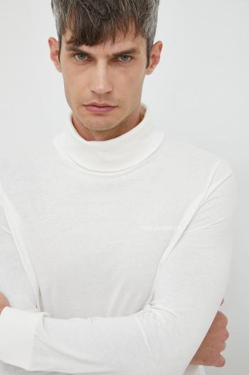 Bavlněné tričko s dlouhým rukávem Karl Lagerfeld béžová barva