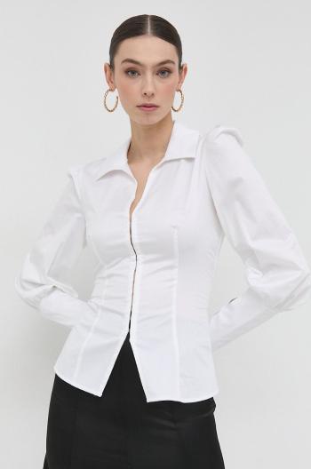 Košile Guess dámská, bílá barva, slim, s klasickým límcem