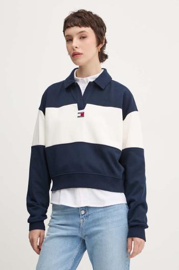 Mikina Tommy Jeans dámská, tmavomodrá barva, vzorovaná, DW0DW18705