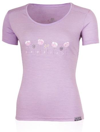 Lasting dámské merino triko s tiskem POPPY fialové Velikost: L