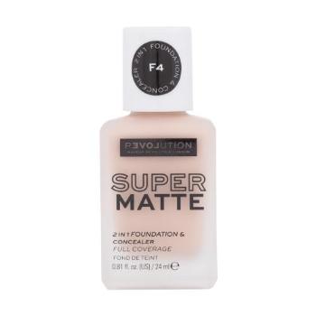 Revolution Relove Super Matte 2 in 1 Foundation & Concealer 24 ml make-up pro ženy F4 na všechny typy pleti