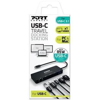 PORT CONNECT Dokovací stanice 5v1 ,LAN, HDMI, VGA, USB-C PD 3.0 85W, USB-A (901909)