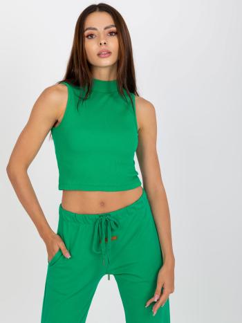 ZELENÝ ŽEBROVANÝ CROP TOP AP-TP-110.79-GREEN Velikost: M