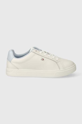 Kožené sneakers boty Tommy Hilfiger FLAG COURT SNEAKER béžová barva, FW0FW08072