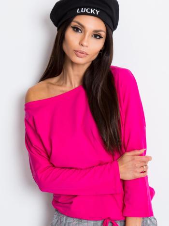 DÁMSKÉ RŮŽOVÉ TRIČKO NA UTAŽENÍ V PASE RV-BZ-4691.96-FUCHSIA Velikost: XL