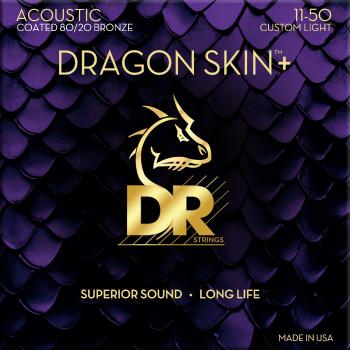 DR Strings Dragon Skin+ Coated 80/20 Custom Light 11-50 Struny pro akustickou kytaru