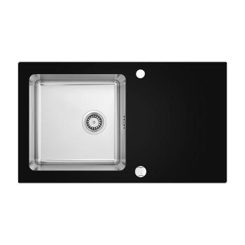 A-Interiéry Kuchyňský skleněný dřez s nerezovou mycí komorou Pálava 0X2C (86x50 cm) kd-sklo_pal_0X2C