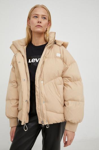 Péřová bunda Levi's dámská, béžová barva, zimní, oversize