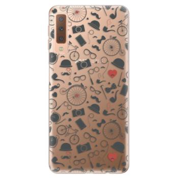 Odolné silikonové pouzdro iSaprio - Vintage Pattern 01 - black - Samsung Galaxy A7 (2018)