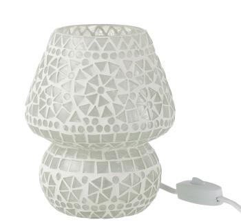 Bílá skleněná stolní lampička Mosaic - Ø14*17cm/ E14/ 40W 20957