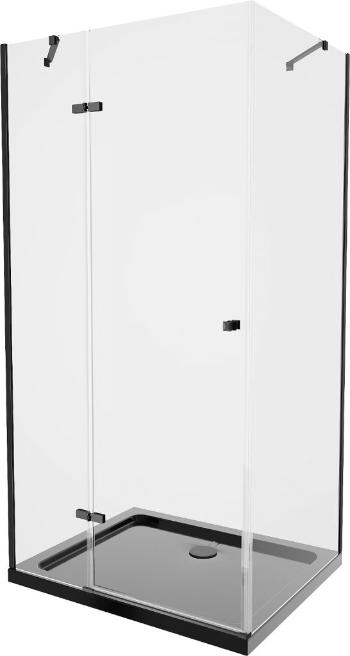 MEXEN/S Roma sprchový kout 100x80 cm, transparent, černá + černá vanička se sifonem 854-100-080-70-00-4070B