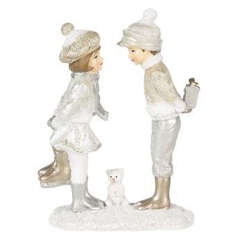 Vánoční dekorativní soška dětí s bruslemi a medvídkem - 13*5*17 cm 6PR4663