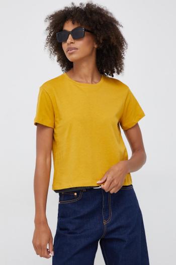 Bavlněné tričko Sisley žlutá barva