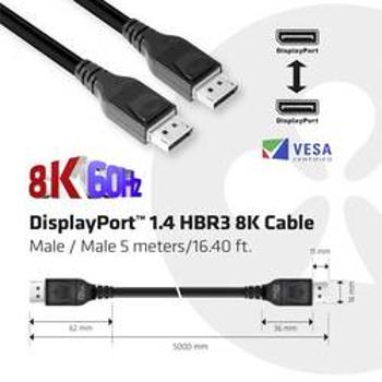 DisplayPort kabel club3D [1x zástrčka DisplayPort - 1x zástrčka DisplayPort] černá 5.00 m