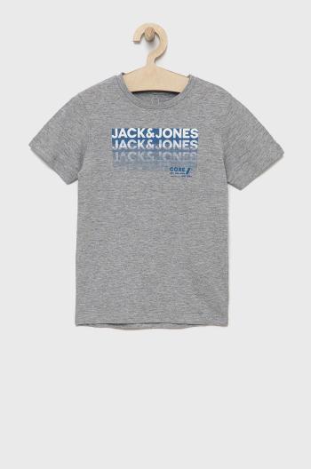 Dětské tričko Jack & Jones šedá barva, melanžový