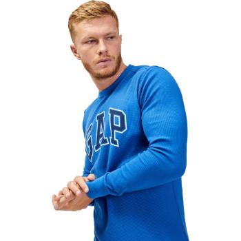 GAP V-INTX WAFFLE CREW LOGO Pánské tričko s dlouhým rukávem, modrá, velikost M