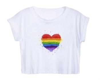 Dámské tričko Organic Crop Top Rainbow heart