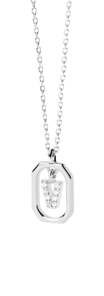 PDPAOLA Půvabný stříbrný náhrdelník písmeno "V" LETTERS CO02-533-U (řetízek, přívěsek)