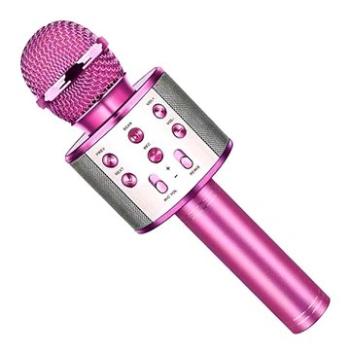 Karaoke bluetooth mikrofon s kulatým reproduktorem, růžová (E-227-RU)