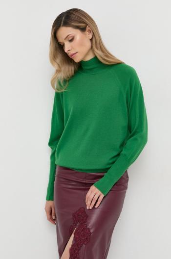 Vlněný svetr Ivy Oak dámský, zelená barva, lehký, s pologolfem