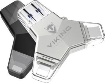 Viking USB Flash disk 3.0 4v1 s koncovkou Lightning/Micro USB/USB/USB-C, 32 GB, černá