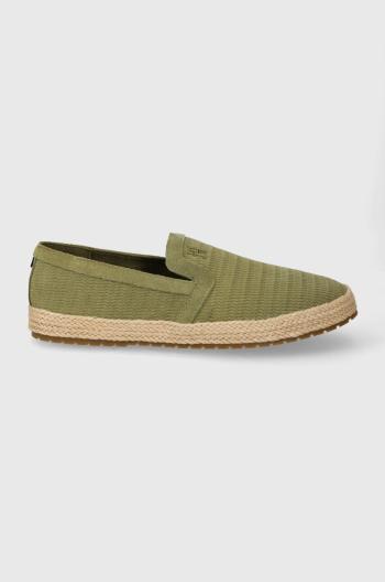 Semišové espadrilky Tommy Hilfiger TH ESAPDRILLE CLASSIC SUEDE zelená barva, FM0FM04984