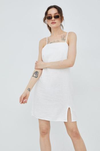 Plátěné šaty Only bílá barva, mini