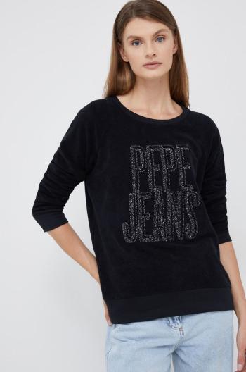 Mikina Pepe Jeans dámská, černá barva, s aplikací