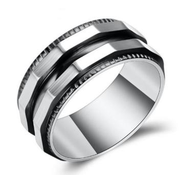 Ziskoun Prsten zkosený z chirurgické oceli- stříbrnočerný SR128 Velikost: 7