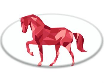 3D samolepky ovál - 5ks Kůň z polygonů