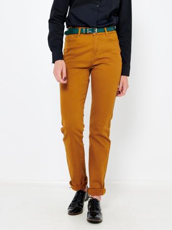 Hořčicové straight fit džíny s vysokým pasem CAMAIEU