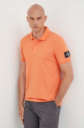 Bavlněné polo tričko Calvin Klein Jeans oranžová barva, J30J323394