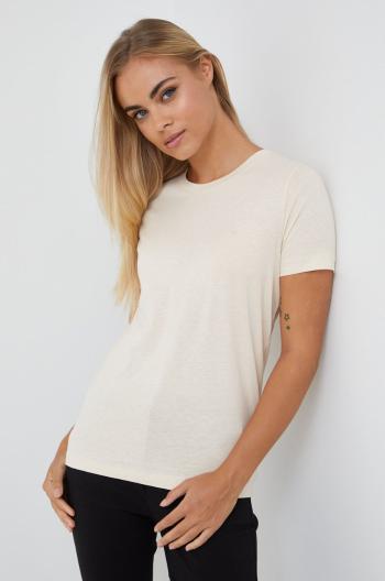 Bavlněné tričko Calvin Klein béžová barva