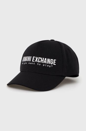 Kšiltovka Armani Exchange černá barva, s potiskem