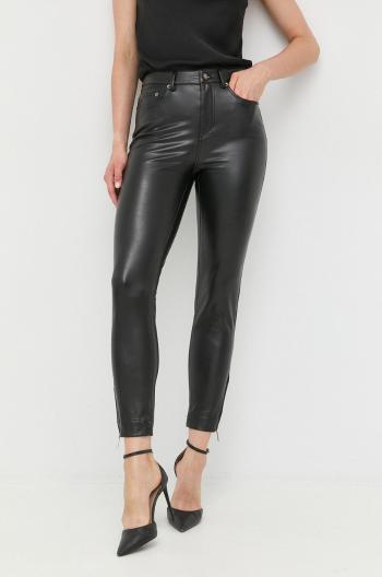 Kalhoty MICHAEL Michael Kors dámské, černá barva, přiléhavé, medium waist