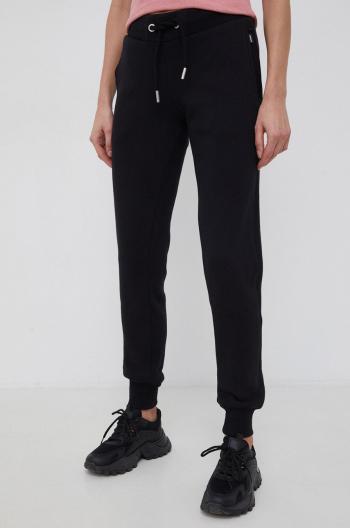 Kalhoty Superdry dámské, černá barva, hladké