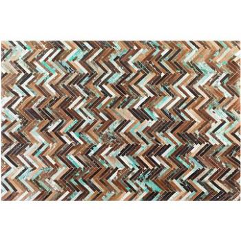 Patchwork koberec z hovězí kůže v hnědo-modrých odstínech 140x200 cm AMASYA, 57132 (beliani_57132)