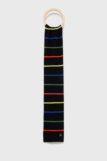 Dětský šátek z vlněné směsi United Colors of Benetton černá barva, vzorovaný