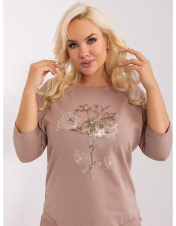 Dámská halenka plus size s potiskem THAP tmavě béžová