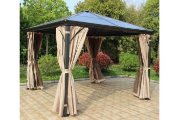 Pergola s boční stěnou a moskytiérou 3x3m WH8401 Dekorhome