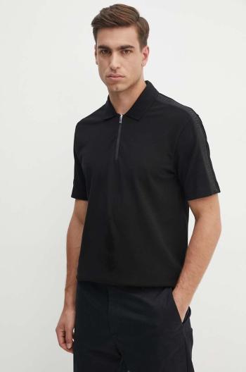 Bavlněné polo tričko Armani Exchange černá barva, s aplikací, 6DZFLC ZJM5Z