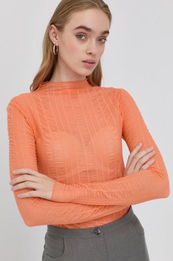 Tričko s dlouhým rukávem Patrizia Pepe dámské, oranžová barva
